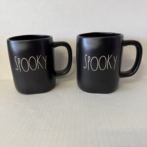 Rae Dunn Spooky Halloween Black Coffee Mug Set Of 2 Brand New Large Coffee Cup